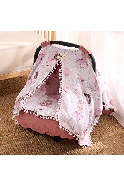 SALLHOMEE Sallhome Gül kurusu prenses model Pembe Puset Takımı – Ponponlu Ört...