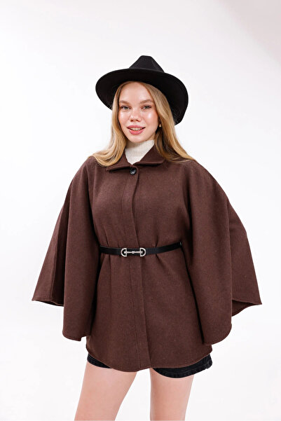 beeke Kless Women's Waist Belted Cashmere Poncho New Season Stylish Oversize Trend 2025