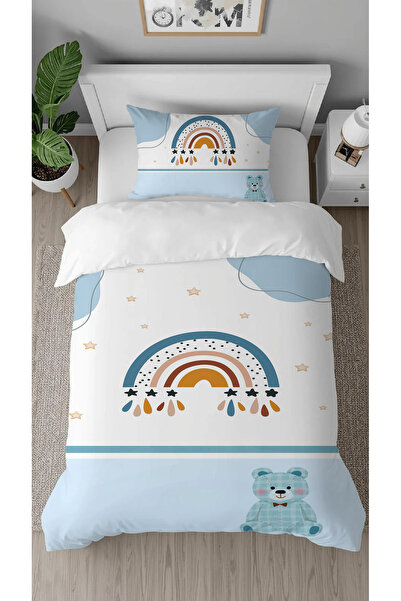 GREENDECOR Rainbow Teddy Bear Stars Patterned Digital Printed Single Children...