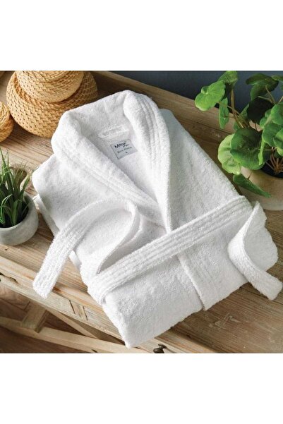 OEM White terry bathrobe, 100% cotton, unisex, size M/L