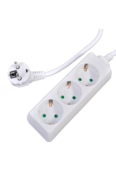 SHOPIENS Electric Extension Cord Avec, 3 Sockets, Child Safety, 250V, 3000W, White, 1.5m Cable