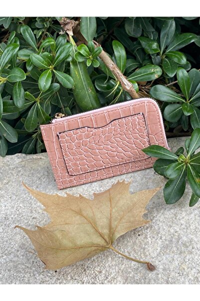 SÜNELA L Zipper-Shaped Croco-Patterned Card Holder Wallet