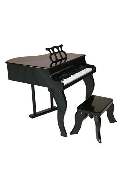 Depox Pian din lemn pentru copii, scaun inclus, 48 cm, negru