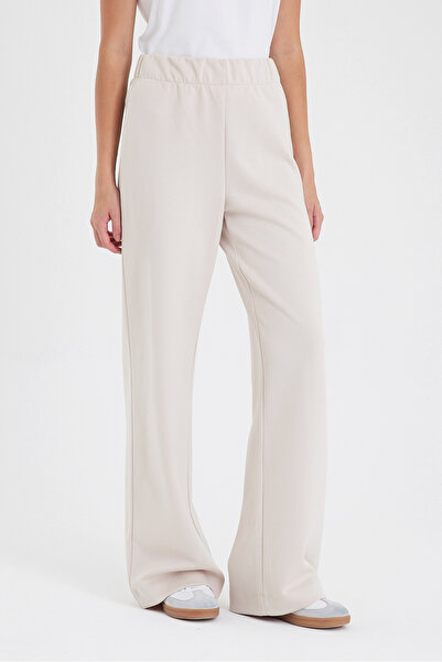 VENA Jovie Yumuşak Dokulu Yüksek Bel Wide Leg Pantolon(CUPRO) - KEMİK