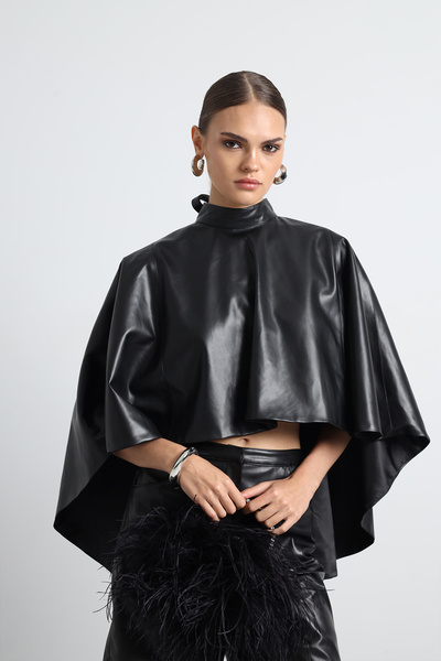 Mozto Veira Vegan Leather Poncho / Cape