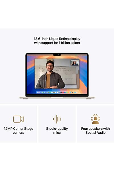 Apple MacBook Air 13", procesor M4, CPU cu 10 nuclee și GPU cu 8 nuclee, 16 GB, 256 GB, Starlight, INT KB