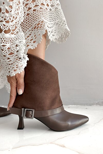 Shoebutik Γυναικείες μπότες με τακούνι Dorcel Bitter Brown Belt Detail