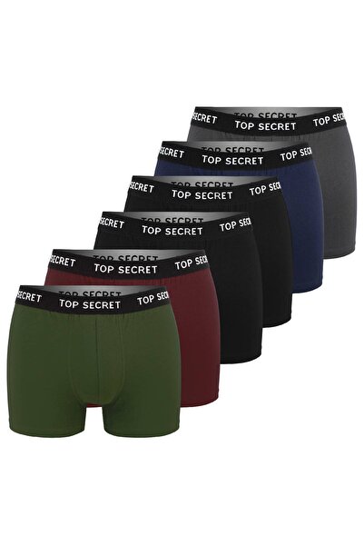 Top Secret Men's Cotton Boxers, Logo, Multicolor, set of 6 pieces.