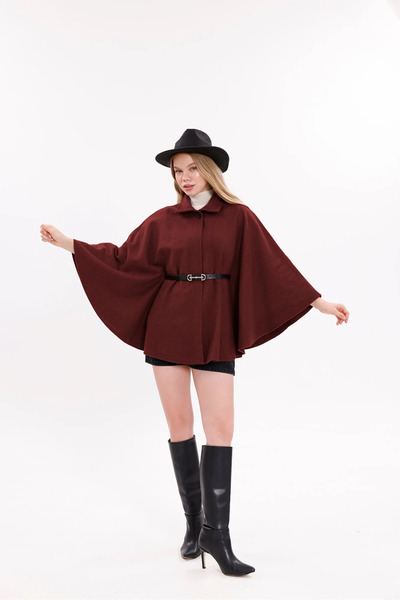 kleshus Kless Women's Waist Belted Cashmere Poncho New Season Stylish Oversized Trend
