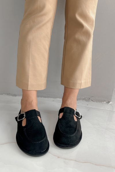 Shoebutik Іван Чорний замшевий ремінець Деталь Жіночі мокасини
