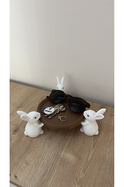 Vemia Dekor Tavşanlı Dekoratif Mini Anahtarlık & Takı Tabağı – Masa Üstü Orga...