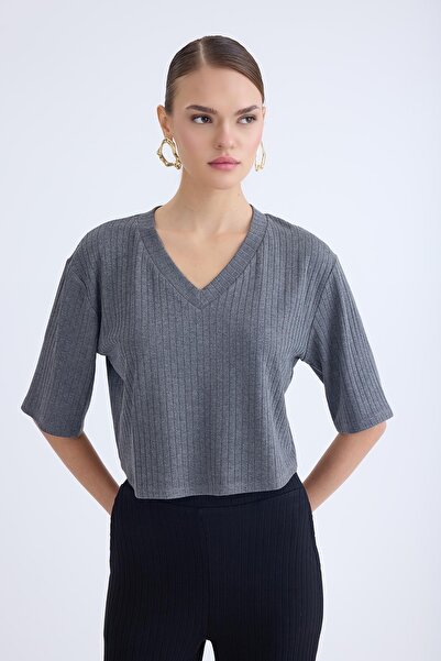 Vitrin Блуза с къс ръкав и V-образно деколте