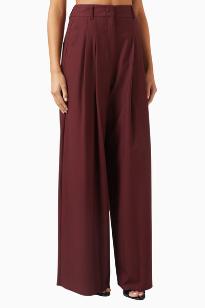 Marella Wool Wide-Leg Pants, High Waist, Deep Pleats, and Elegant Silhouette