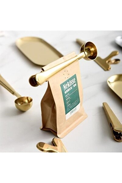 OLLEVRA Coffee Measuring Spoon with Latch Gold Multifunctional Stainless Steel Spoon