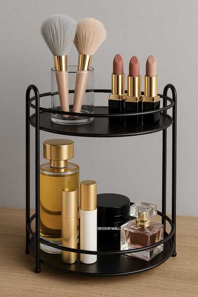 DECOOR MALL منظم الحمام منظم المجوهرات ومستحضرات التجميل ورف المناشف وحامل من طبقتين