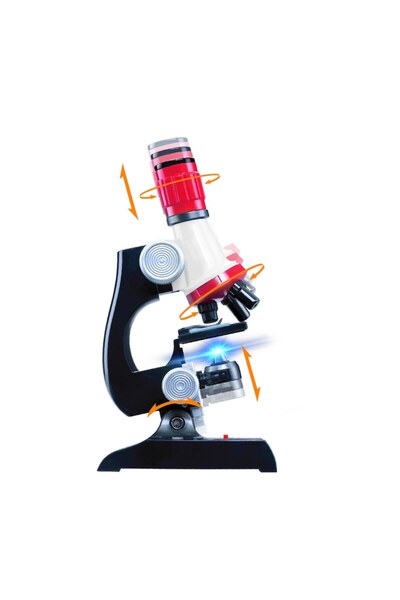dalimag Microscope RS Toys for kids with lights and batteries, black with red