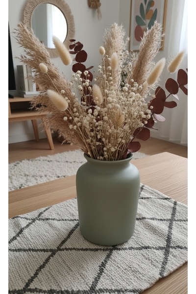 Maysa home Adaçayı Rengi Sade Şık Tasarım İskandinav Bohem Tarzı Trend Seramik Vazo 18 Cm