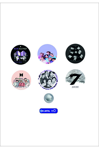 ON DİJİTAL BASKI MERKEZİ BTS Temalı 6 Adet Rozet Seti