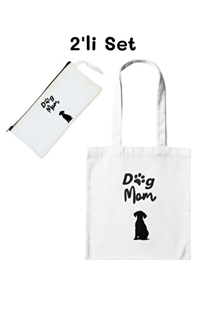 junobi Dog Mom Bez Çanta & Kalemlik Seti – Köpek Annesi Tasarım