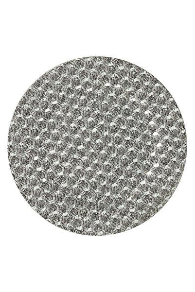 SHOPIENS Christmas Decorative Plate, Plastic, Silver, Round, Lace Design, 33cm