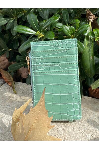 SÜNELA L Zipper-Shaped Croco-Patterned Card Holder Wallet