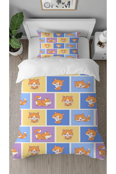 GREENDECOR Sweet Fox Patterned Digital Printed Special Design Single Stylish ...