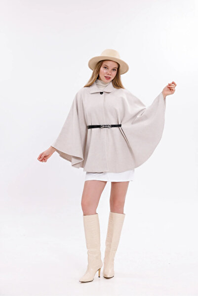 beeke Kless Women's Waist Belted Cashmere Poncho New Season Stylish Oversize Trend 2025