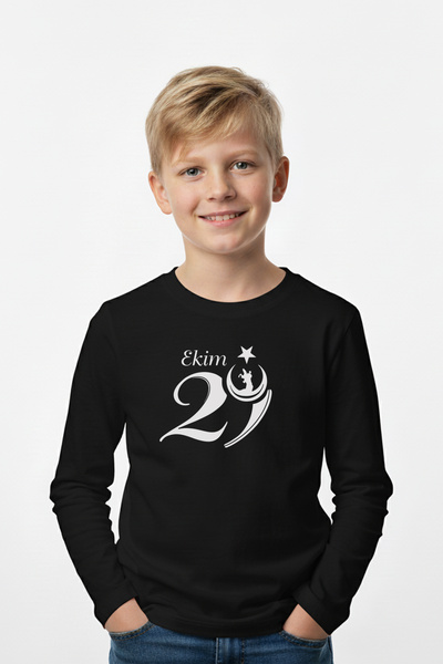 FYK KİDS Hanorac cu mânecă lungă pentru băiat cu tematică imprimeu 29 octombrie