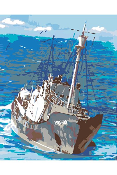 ZUTY Pictură pe numere - Barcă de pescuit pe mare 80 x 100 cm.