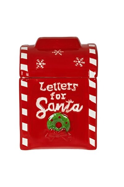 SHOPIENS Cutie de biscuiți de Crăciun, ceramică, 15x15x21cm, roșie