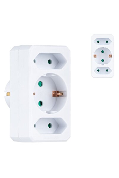 SHOPIENS Electrical Adapter, Triple, 3 Sockets, Child Safety, 3680W, White