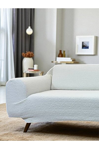 coverbox buklet Lastikli 3 Kişilik Koltuk Örtüsü | Kaymaz, Esnek ve Yıkanabilir Koltuk Kılıfı KREM renk