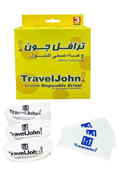 TRAVELJOHN أكياس صحية للتبول ( وعاء مبولة ) للاستعمال مرة واحدة للرجال والنساء والأطفال ( عبوة 3 قطع )