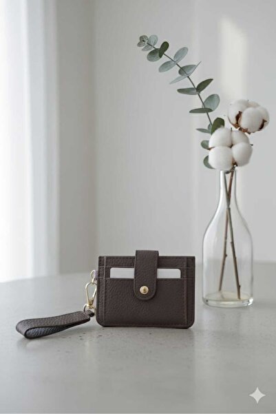 Uzs pace Brown Keychain & Card Holder - Gold Detailed Zipperless Model