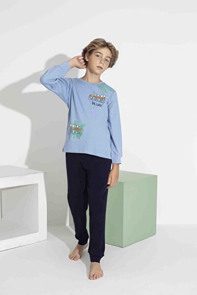 RAPAPA Boys' Long Sleeve Pajama Set – Comfortable Interlock Fabric 7411m