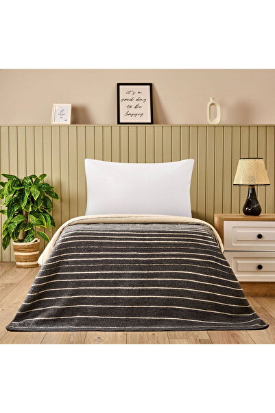 ASPARTAM Soft Victor Cotton Single Blanket - Anthracite - 150X200 cm