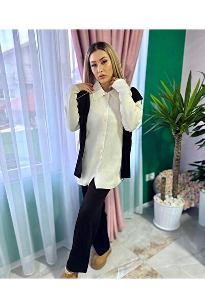 Intisimo Set tricotaje damă, două piese, mâneci, negru/alb