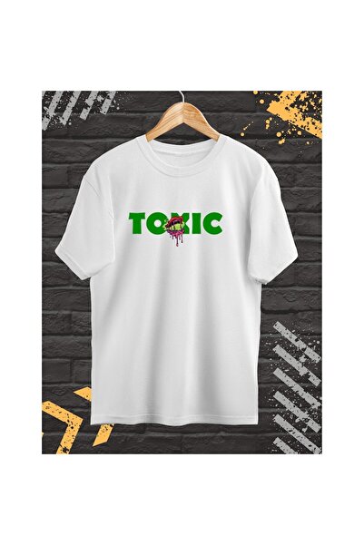 OEM Men's T-Shirt with Front-Back Print, Toxic, Cotton, White, XL
