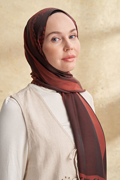 ARMANDA Fiori Jakar Leopar Mix Pattern Shawl - Brown