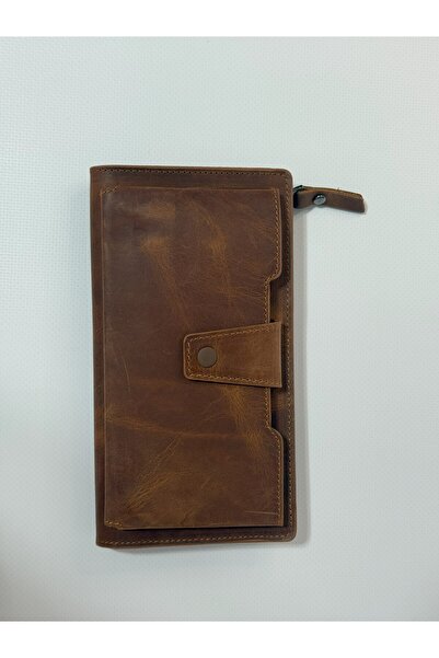 Nevgiss Aksesuar Double Compartment Real Leather Wallet with Phone Compartment and Zipper Strap