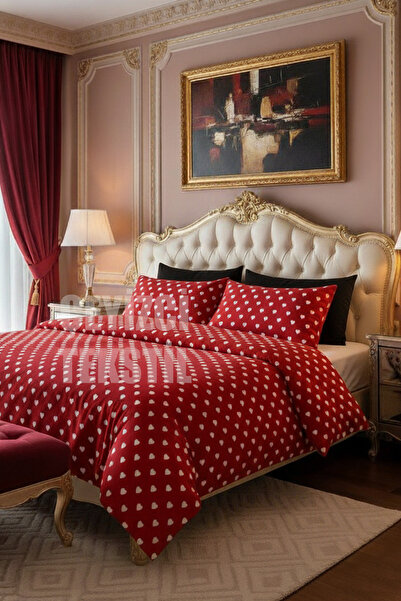 Çt Çeyizci Tekstil Double Duvet Cover Set 4 Pieces Red Heart