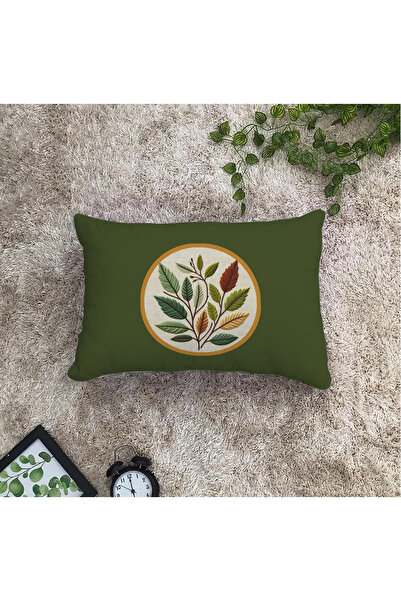 Filamente Double-Sided Digital Print Throw Pillow Cover Embroidery-Look Leaf Pattern