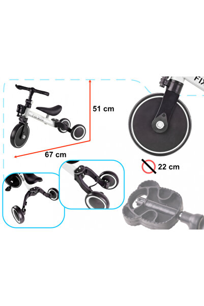 Ikonka Trike Fix White children's tricycle with pedals, 3 in 1, adjustable handlebar and saddle, frame made of