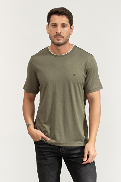 Tommy Hilfiger Erkek Bisiklet Yaka T-Shirt Yeşil
