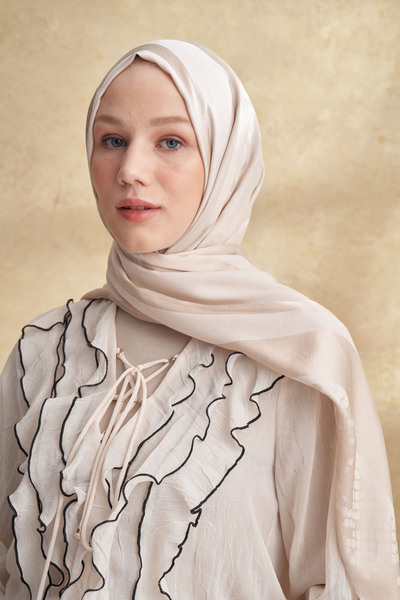 ARMANDA Fiori Jakar Leopar Mix Pattern Shawl - Stone