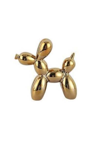 Generic قطعة واحدة من زينة تمثال كلب بالون، 18×22 سم، لون ذهبي