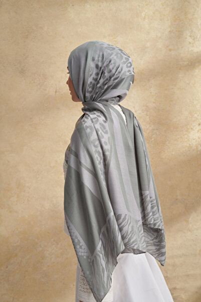 ARMANDA FIORI JAKAR LEOPAR MIX DESEN ŞAL - KETEN YEŞİLİ