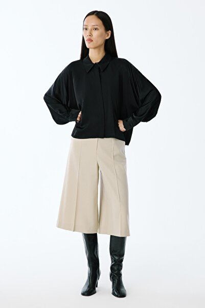 rue Comfortable Fit Bat Sleeve Black Shirt