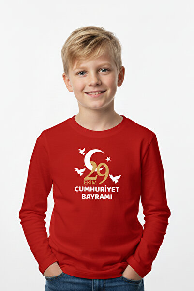 FYK KİDS 29 October Printed Detailed Long Sleeve Boys' Sweatshirt