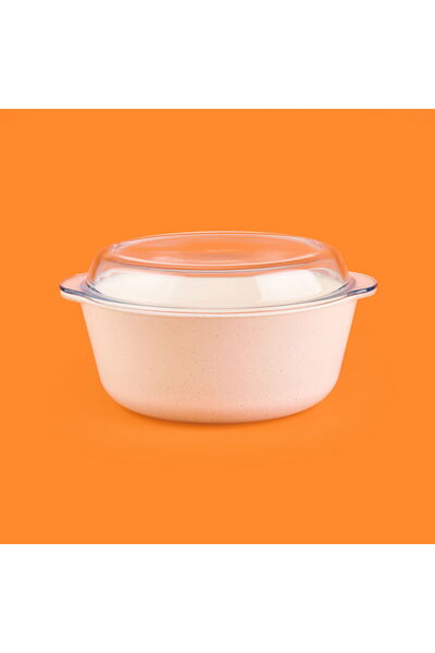 Paşabahçe Borcam Kapaklı Tencere - Beyaz / Şeffaf - 25x22 cm